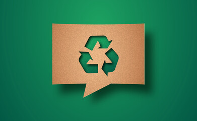 Recycle green nature paper cut chat bubble concept