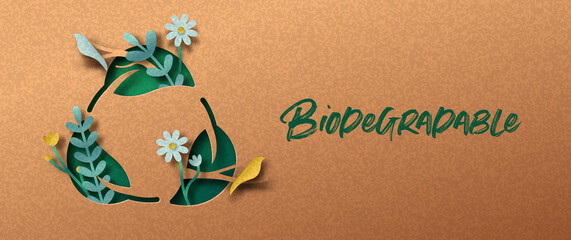 Biodegradable green leaf concept nature banner - obrazy, fototapety, plakaty