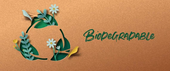 Foto op Canvas Biodegradable green leaf concept nature banner © Cienpies Design