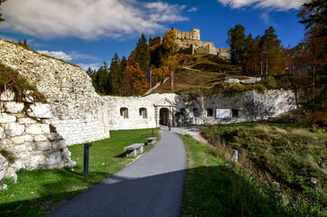 Fototapeta na wymiar main entrance to Ehrenberg Reutte Castle Austria September 5, 2020