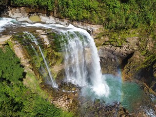 a large waterfall.