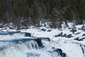 Obraz premium Tännforsen waterfall in northern Sweden