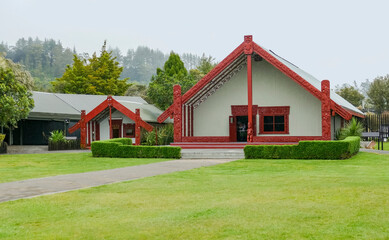 Fototapeta na wymiar Traditional Maori houses