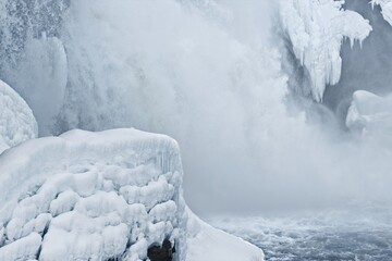 Tännforsen waterfall in northern Sweden - 435715976