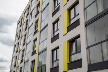 Modern apartment blocks, housing estates. 