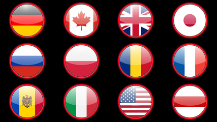 Set of flags of different countries made in icon design