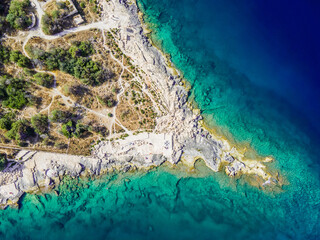 Bird's eye view of the Maltese coastline at Manoel Island in Gzira