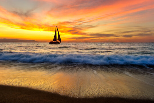 Sunset Sailboat Inspirational Landscape