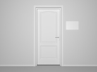 3d white wall and door background
