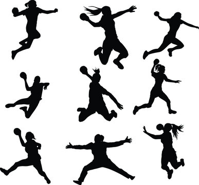 Silhouettes Of Handball Girl