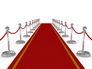 3d Red Carpet on White Background