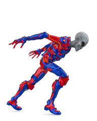 alien grey warrior is running side view