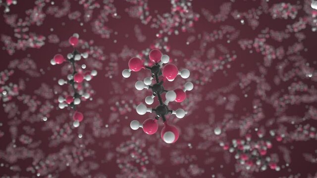 Mannitol molecule. Molecular model. Looping seamless 3d animation