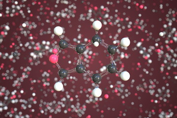 Isobenzofuran molecule, scientific molecular model, 3d rendering