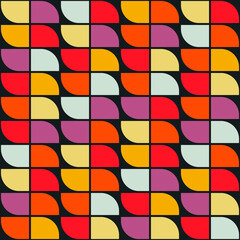 Half shapes. Vector seamless colorful shapes tile.