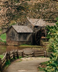 Fototapeta na wymiar Mabry Mill in early spring, on the Blue Ridge Parkway in Virginia