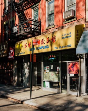 Dumpling Restaurant In Chinatown, Manhattan, New York City