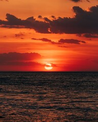 Sunset over the Atlantic Ocean at Montauk Point State Park, the Hamptons, New York