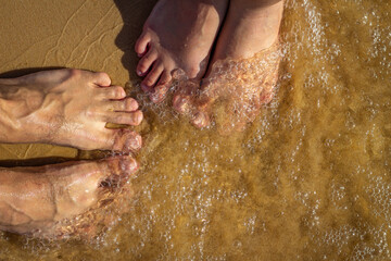 Fototapeta premium feet on the wet sand