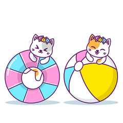 cute cat with summer items