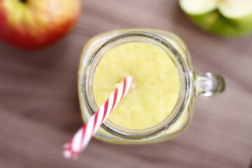 green  fresh smoothie in a glass