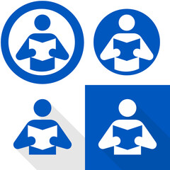 Manual book symbol. Read before use. Refer to instruction manual booklet mandatory sign