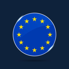 european union national flag Circle button Icon. Simple flag, official colors and proportion correctly. Flat vector illustration.