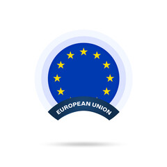 european union national flag Circle button Icon. Simple flag, official colors and proportion correctly. Flat vector illustration.