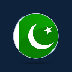 pakistan national flag Circle button Icon. Simple flag, official colors and proportion correctly. Flat vector illustration.