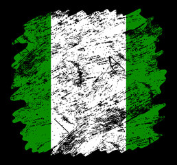 nigeria flag grunge brush background. Old Brush flag vector illustration. abstract concept of national background.