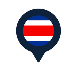 costa rica flag and map pointer icon. National flag location icon vector design, gps locator pin. vector illustration