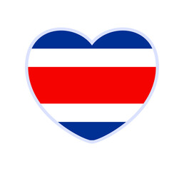 costa rica flag in a shape of heart. Icon flat heart symbol of love on the background national flag. Vector illustration.