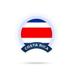 costa rica national flag Circle button Icon. Simple flag, official colors and proportion correctly. Flat vector illustration.