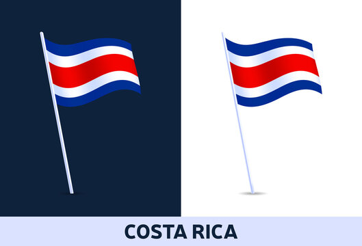  costa rica vector flag. Waving national flag of Italy isolated on white and dark background. Official colors and proportion of flag. Vector illustration.