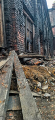 old ruined brick factory buildings