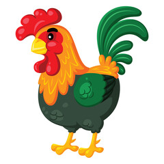 Illustration of cute cartoon rooster.