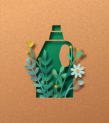 Eco friendly bottle recycle papercut green concept