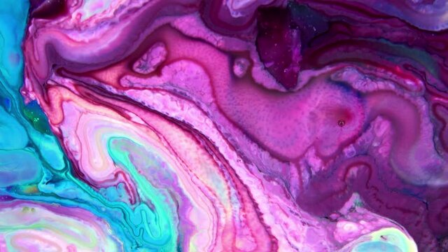 Close-up Of Abstract Colorful Fluid Paint Background Textured. 