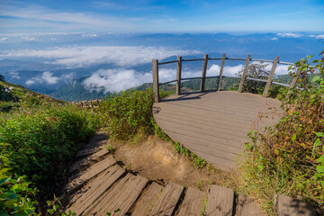 Walkway in the cliffs of Kew Mae Pan ,The Doi Inthanon National Park in Chiang Mai, Thailand.