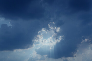 Beautiful sunset sky above clouds with dramatic light