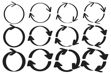 Arrow circles. Arrow icon collection. Cursor arrow icon set. Vector illustration. Stock image.