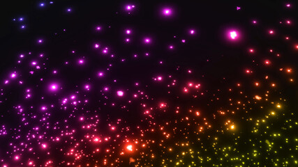 虹色のカラフルな浮遊する粒子のパーティクル