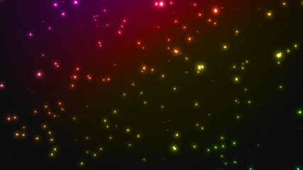 Fototapeta na wymiar 虹色のカラフルな浮遊する粒子のパーティクル