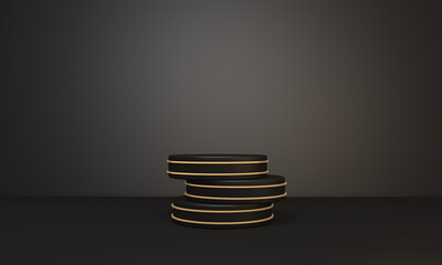 Background rendering with podium and wall scene abstract background. 3D illustration, 3D rendering	
