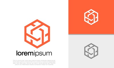 Abstract artificial intelligence logo. Innovative high tech logo template. Smart computer. machine learning. Cognitive logo. Technology Logo.