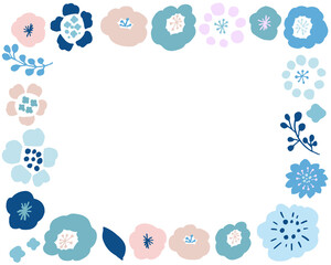 夏カラー手描きの北欧風草木イラスト　Hand-painted Scandinavian style flower illustration