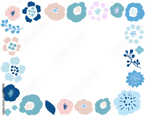 夏カラー手描きの北欧風草木イラスト Hand Painted Scandinavian Style Flower Illustration Wall Mural Necomammma