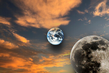 earth and moon/earth rise