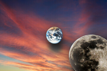 earth and moon/earth rise