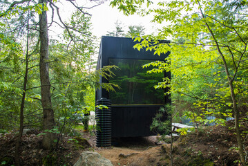 Beautiful view of Modern Cabins in a forest